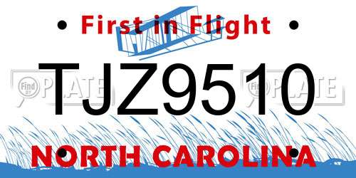 TJZ9510 North Carolina License Plate