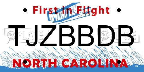 TJZBBDB North Carolina License Plate