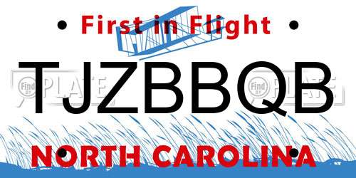 TJZBBQB North Carolina License Plate