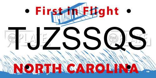 TJZSSQS North Carolina License Plate