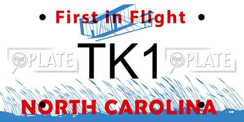 TK1 North Carolina License Plate
