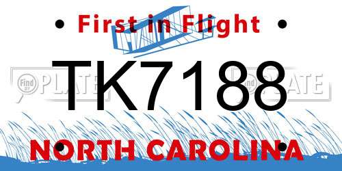 TK7188 North Carolina License Plate