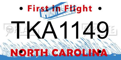 TKA1149 North Carolina License Plate