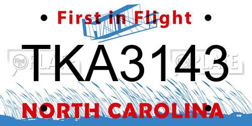 TKA3143 North Carolina License Plate