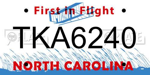 TKA6240 North Carolina License Plate