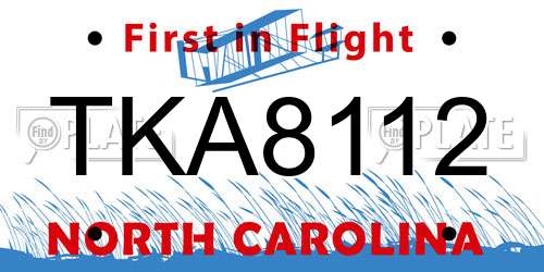 TKA8112 North Carolina License Plate