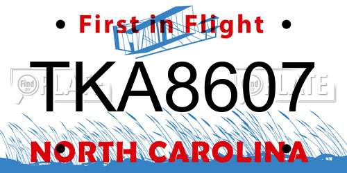 TKA8607 North Carolina License Plate