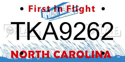 TKA9262 North Carolina License Plate