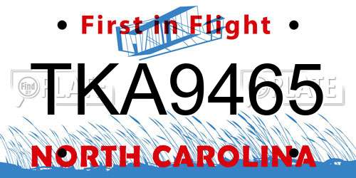 TKA9465 North Carolina License Plate