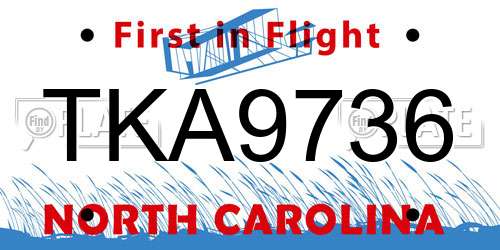 TKA9736 North Carolina License Plate