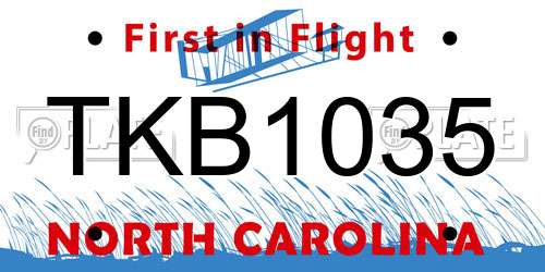 TKB1035 North Carolina License Plate