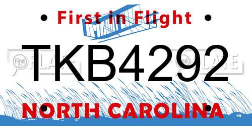 TKB4292 North Carolina License Plate