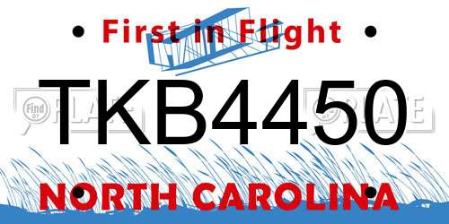 TKB4450 North Carolina License Plate