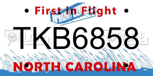 TKB6858 North Carolina License Plate