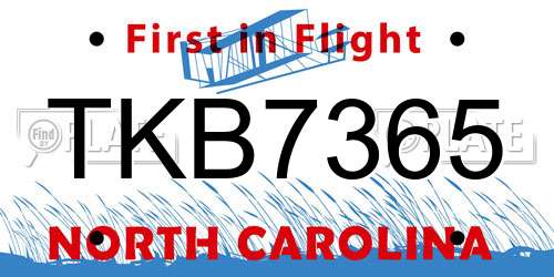 TKB7365 North Carolina License Plate