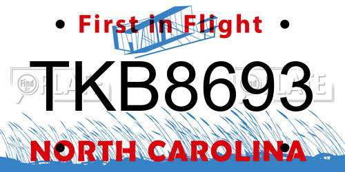 TKB8693 North Carolina License Plate