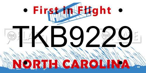 TKB9229 North Carolina License Plate