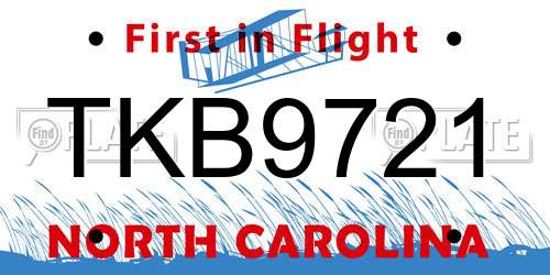 TKB9721 North Carolina License Plate