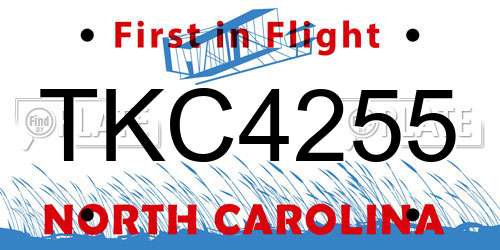 TKC4255 North Carolina License Plate