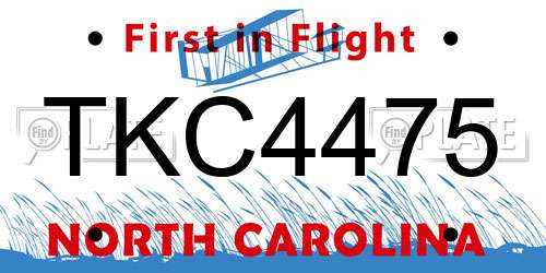 TKC4475 North Carolina License Plate