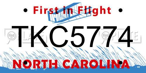 TKC5774 North Carolina License Plate