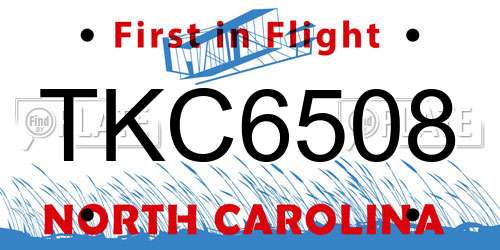TKC6508 North Carolina License Plate