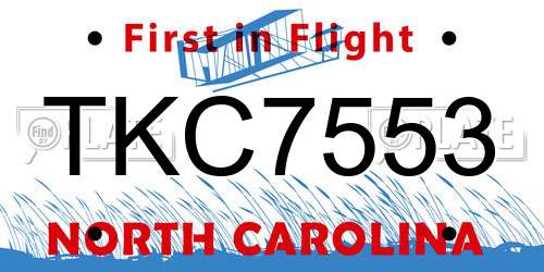 TKC7553 North Carolina License Plate