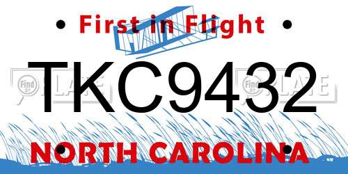 TKC9432 North Carolina License Plate