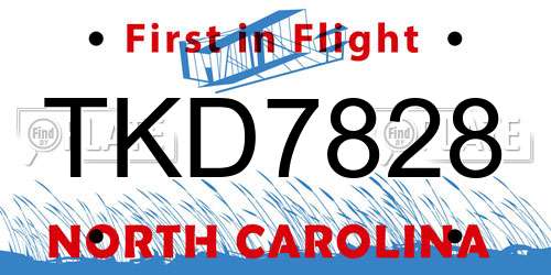 TKD7828 North Carolina License Plate