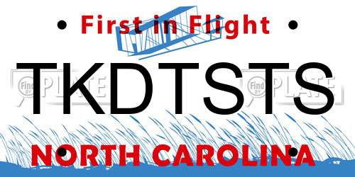 TKDTSTS North Carolina License Plate