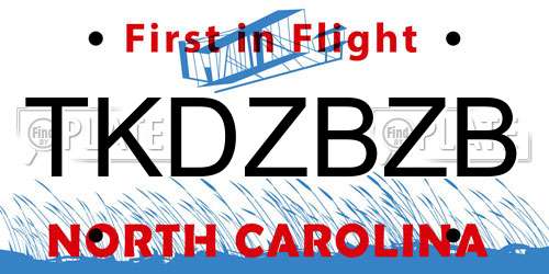 TKDZBZB North Carolina License Plate