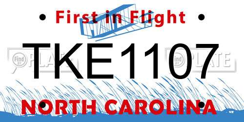 TKE1107 North Carolina License Plate