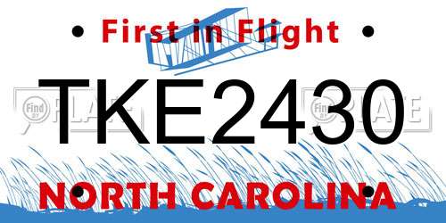 TKE2430 North Carolina License Plate