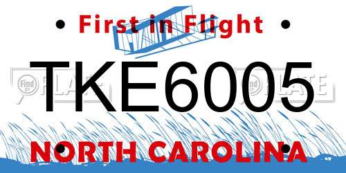 TKE6005 North Carolina License Plate