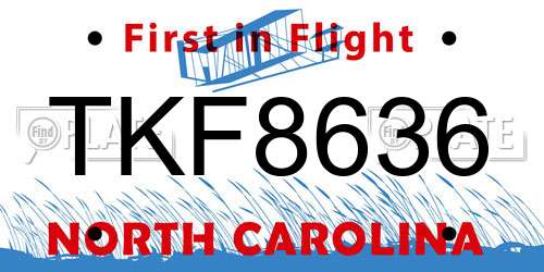 TKF8636 North Carolina License Plate