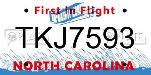 TKJ7593 North Carolina License Plate