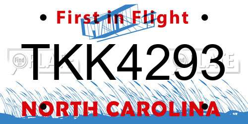 TKK4293 North Carolina License Plate