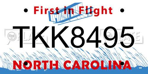 TKK8495 North Carolina License Plate