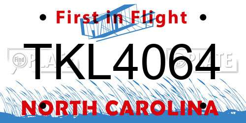 TKL4064 North Carolina License Plate