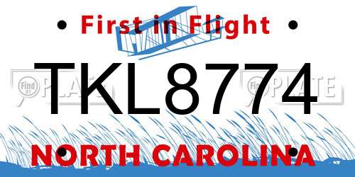 TKL8774 North Carolina License Plate