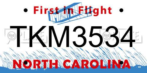 TKM3534 North Carolina License Plate