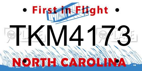TKM4173 North Carolina License Plate