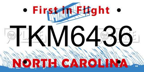TKM6436 North Carolina License Plate