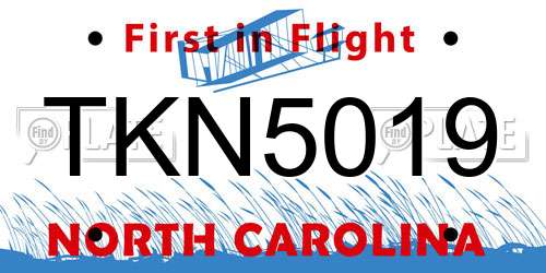 TKN5019 North Carolina License Plate