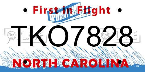 TKO7828 North Carolina License Plate