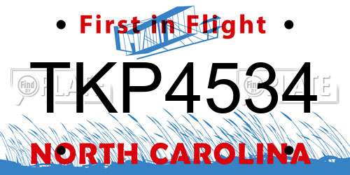 TKP4534 North Carolina License Plate