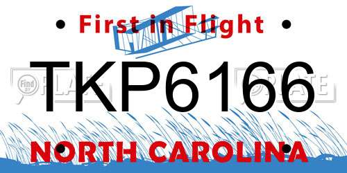 TKP6166 North Carolina License Plate