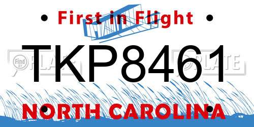 TKP8461 North Carolina License Plate