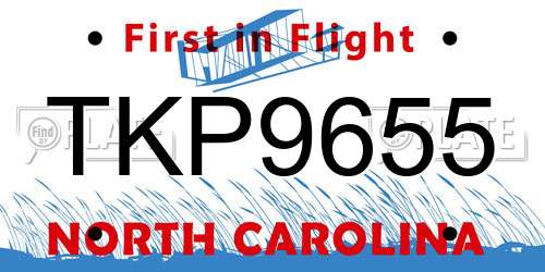 TKP9655 North Carolina License Plate