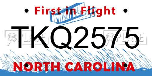 TKQ2575 North Carolina License Plate